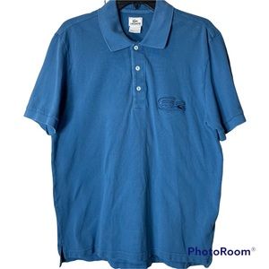 Lacoste Men’s Polo Shirt Teal Color Size Large Embroidered Logo on Left Chest